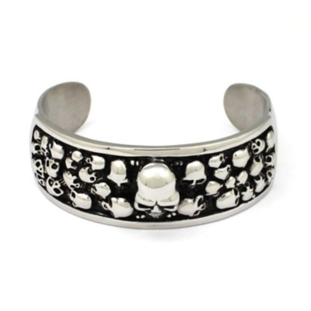 New 316L Stainless steel Skull hypoallergenic tarnish resistant biker bracelet
